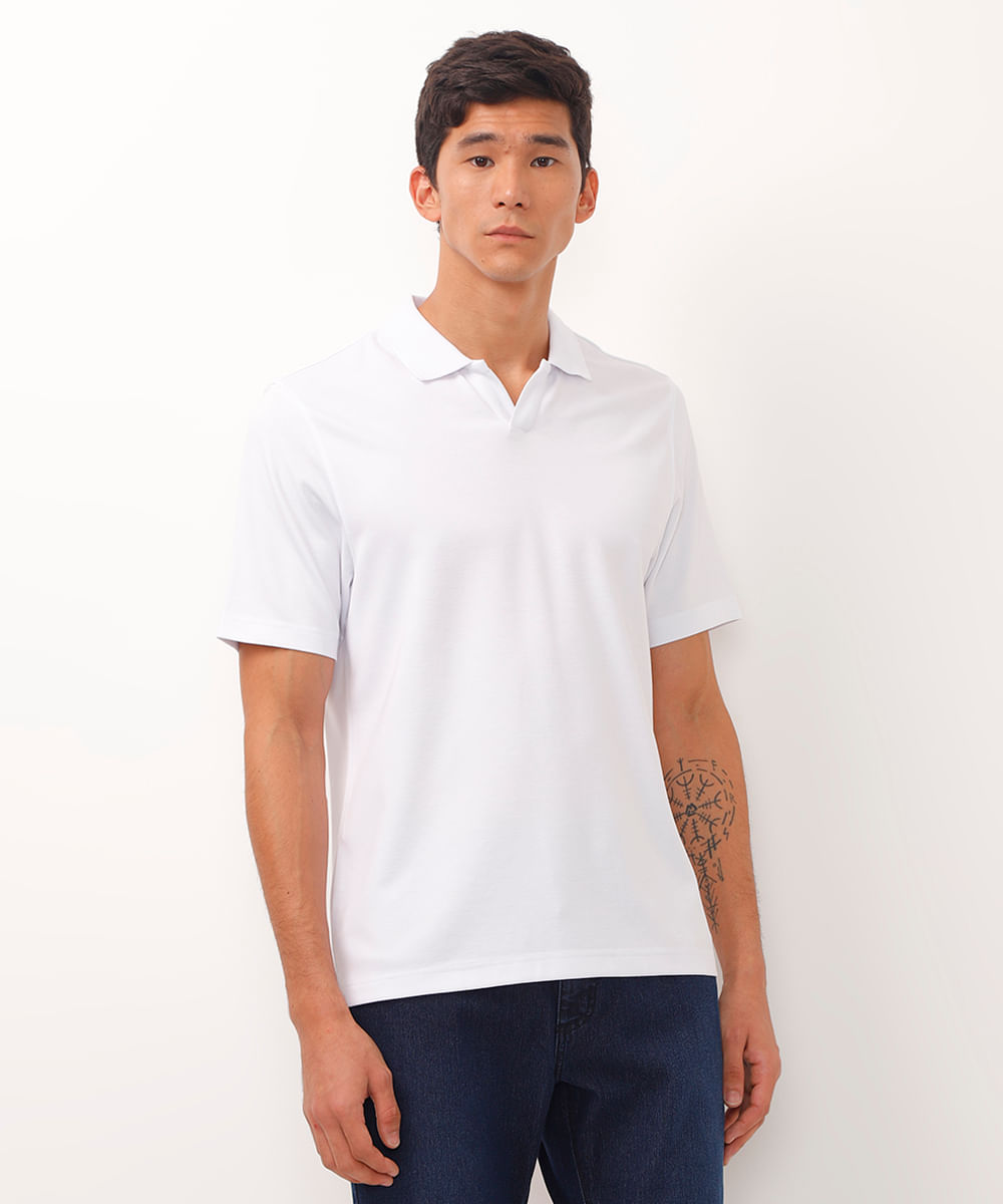 polo comfort de viscose branco