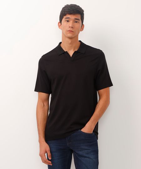 polo comfort de viscose preto P