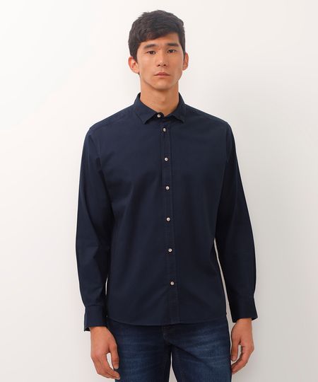 camisa comfort sarja leve manga longa azul marinho P