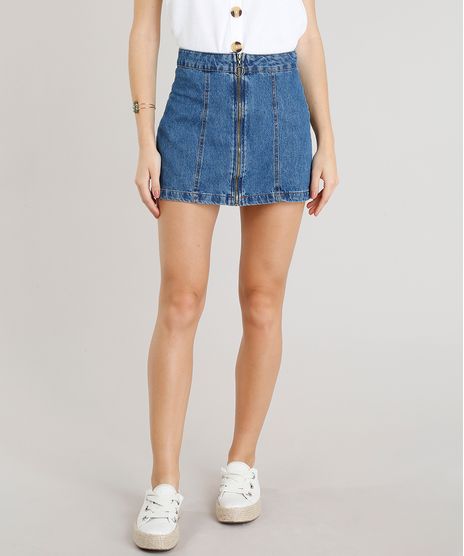 Saia-Jeans-Feminina-com-Ziper-de-Argola-Azul-Medio-9346406-Azul_Medio_1
