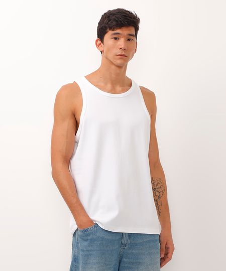 regata de algodão peruano bold branca M regata de algodão peruano bold branca M