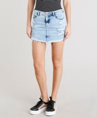 Saia-Jeans-Feminina-Curta-Destroyed-com-Barra-Desfiada-Azul-Claro-9370009-Azul_Claro_1