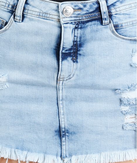 saia jeans curta com lycra