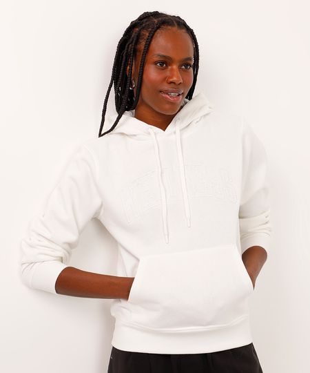 blusão de moletom com capuz e bolso wellness off white GG