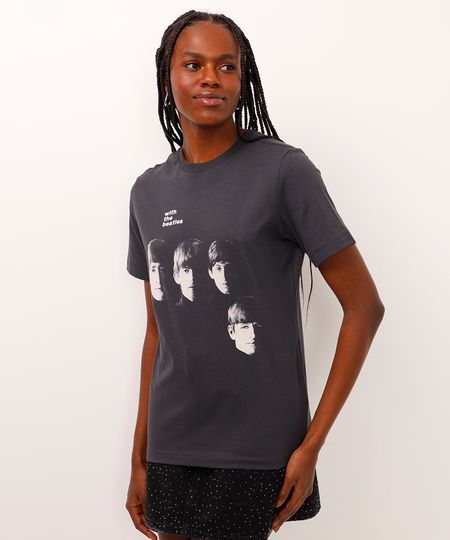 camiseta de algodão manga curta with the beatles cinza P camiseta de algodão manga curta with the beatles cinza P