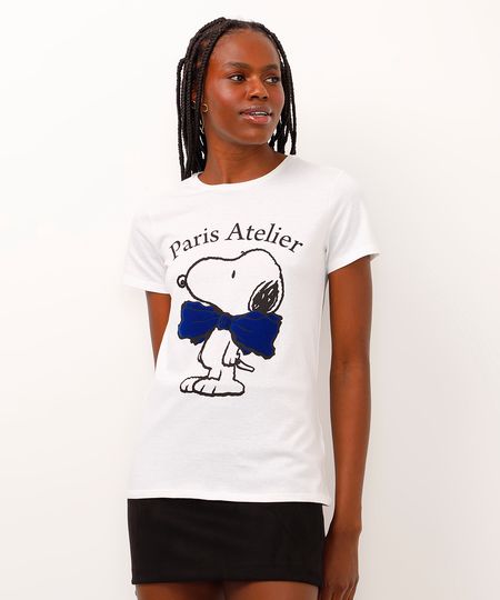 camiseta de algodão paris atelier snoopy off white PP camiseta de algodão paris atelier snoopy off white PP