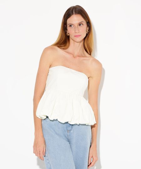 blusa balonê sem alça mindset off white GG