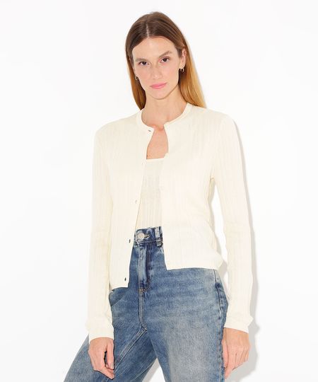 cardigan de tricot canelado mindset amarelo claro GG