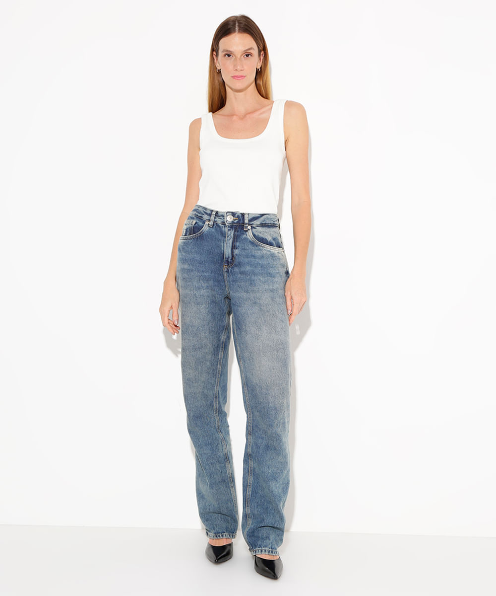 calça jeans reta londres mindset azul escuro