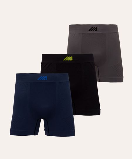 kit de 3 cuecas boxer com textura esportivo azul marinho P kit de 3 cuecas boxer com textura esportivo azul marinho P