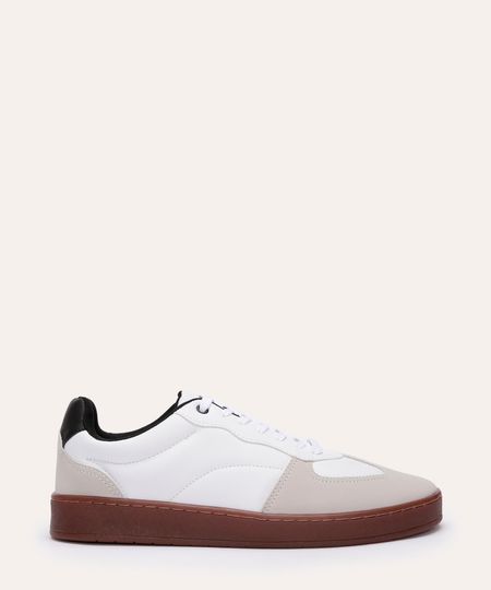 tênis casual com recortes bicolor ace branco 38
