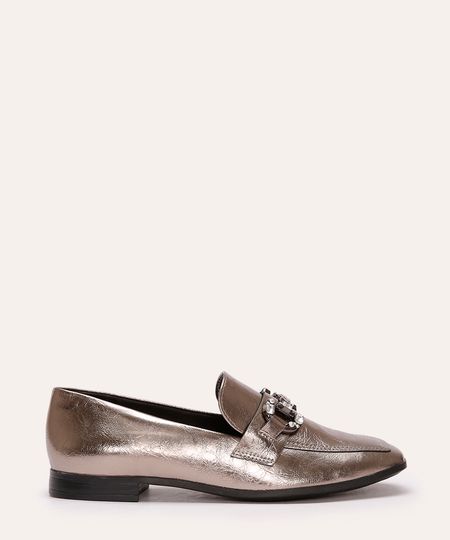 mocassim metalizado com pedras via marte grafite 38 mocassim metalizado com pedras via marte grafite 38