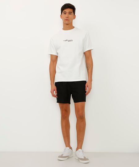 bermuda cós elástico com bolsos preto M