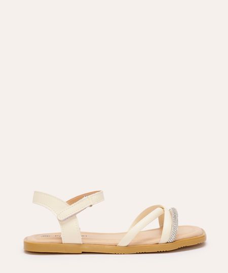 rasteirinha com tiras cruzadas e brilho infantil off white 28 rasteirinha com tiras cruzadas e brilho infantil off white 28