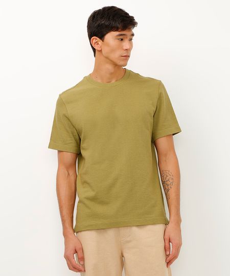camiseta de algodão moletinho manga curta verde GG
