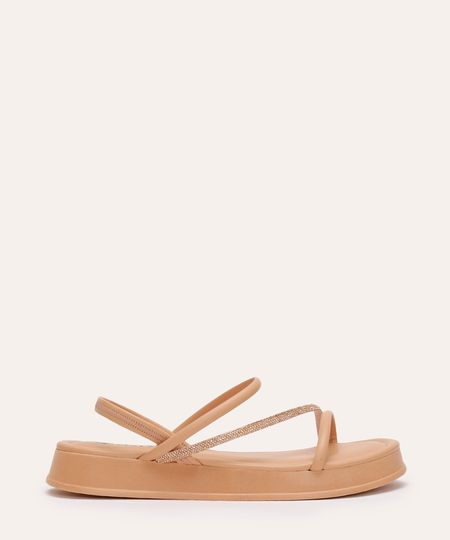 rasteirinha flatform via uno calce fácil com brilhos bege 34