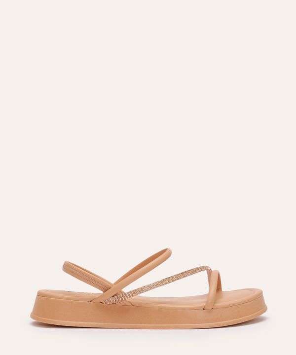 rasteirinha flatform via uno calce fácil com brilhos bege 38