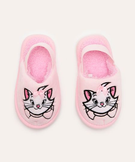 pantufa infantil de pelúcia marie rosa 29-30
