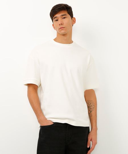camiseta oversized de algodão manga curta off white GG