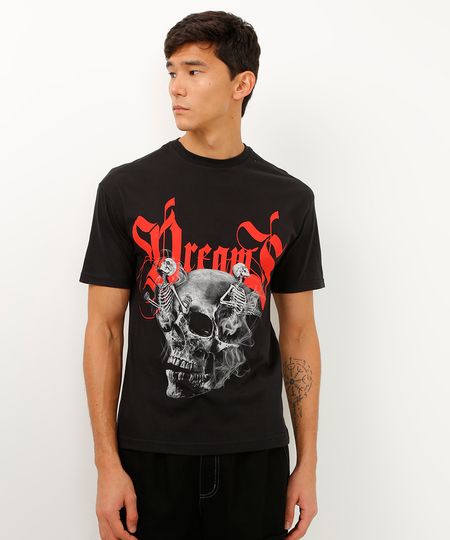 camiseta relaxed de algodão dreams preto PP