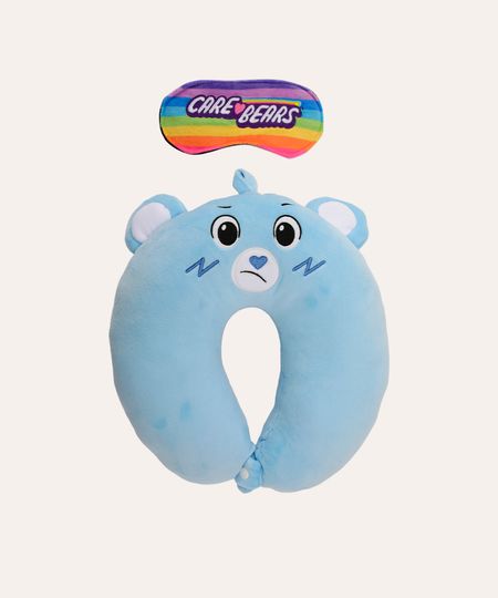apoio de pescoço com máscara de dormir ursinho carinhoso azul UNICO