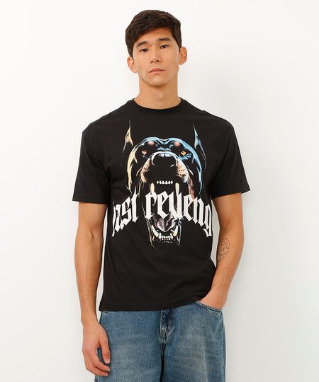 camiseta relaxed de algodão last revenge preta PP