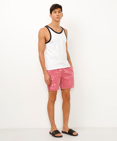 short com bolsos coqueiros rosa P