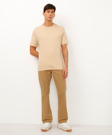 calça de sarja reta bege 38