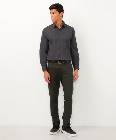 calça slim de sarja cinza 38
