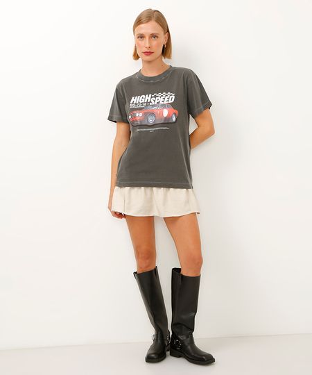 minissaia de viscose franzida mindset bege 42