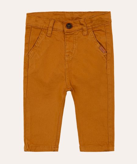 calça sarja infantil reta com bolso marrom 18-24