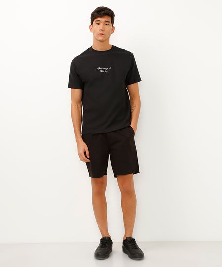 bermuda de sarja jogger com bolsos preta M bermuda de sarja jogger com bolsos preta M