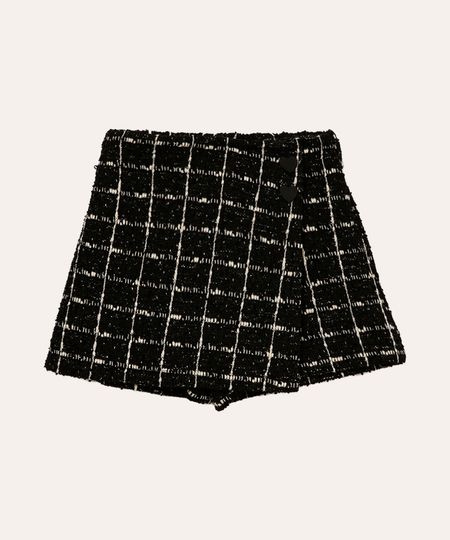 short saia infantil de tweed preto 1