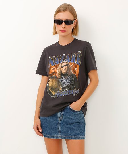 camiseta de algodão nazaré tedesco alucicrazy cinza PP