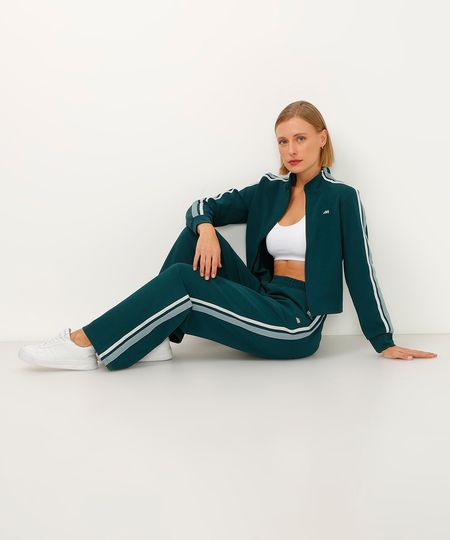 calça reta com listras esportiva ace verde escuro GG