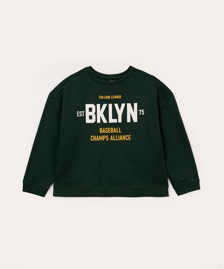 blusão de moletom infantil baseball verde 6
