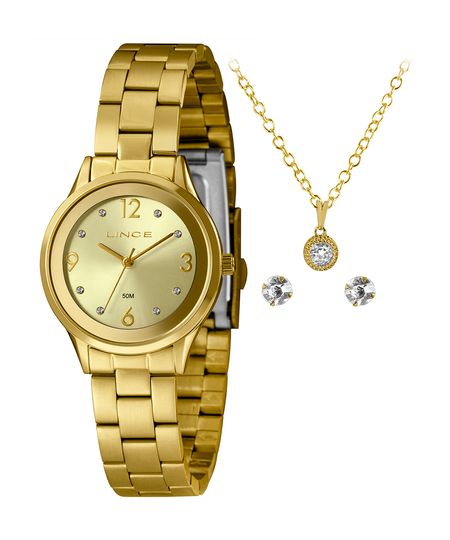 relógio analógico lince LRGH165L30 K00RC2KX dourado UNICO