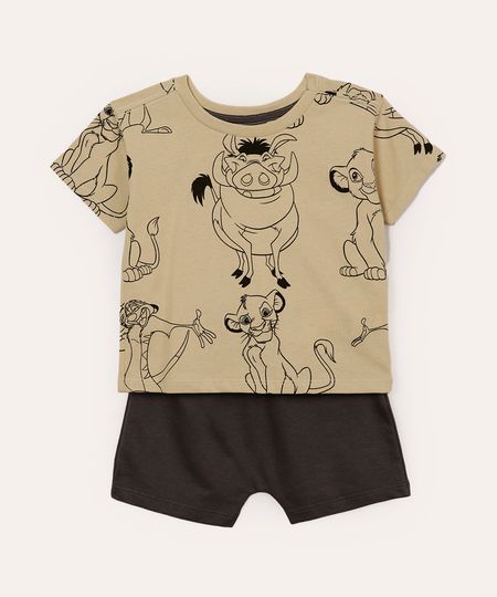 conjunto infantil de algodão simba bege 3