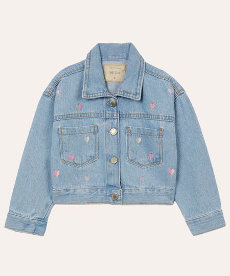 jaqueta jeans infantil corações azul 2