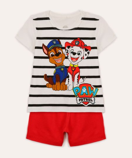 conjunto infantil patrulha canina manga curta branco 1