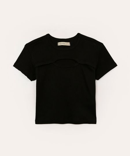 blusa cropped de algodão com recorte juvenil preta 10