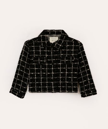 casaco infantil tweed corações preto 2