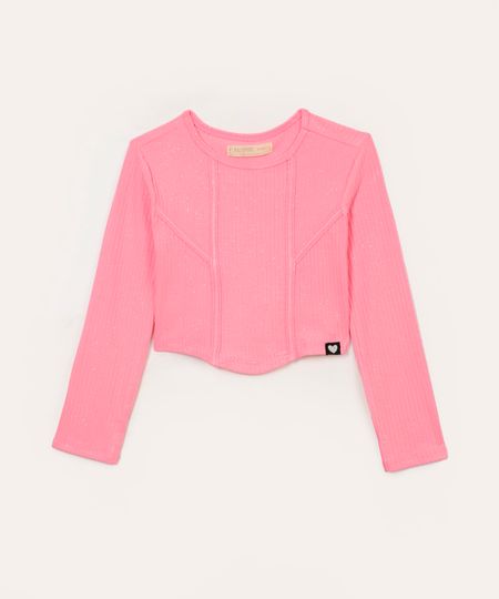 cropped corset infantil com glitter rosa claro 12