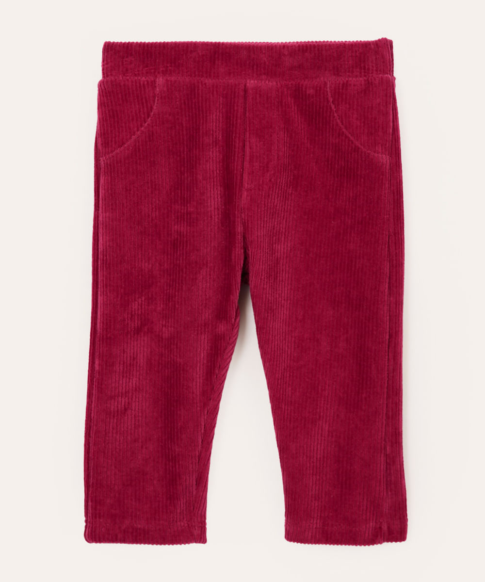 calça de veludo cotelê infantil vinho