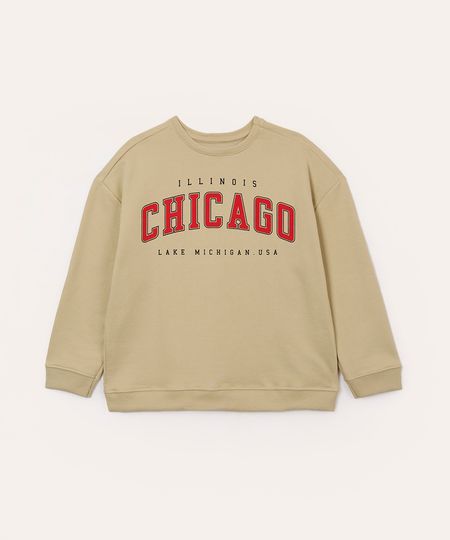 blusão de moletom infantil chicago bege 8 blusão de moletom infantil chicago bege 8