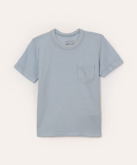 camiseta texturizada infantil com bolso azul 2