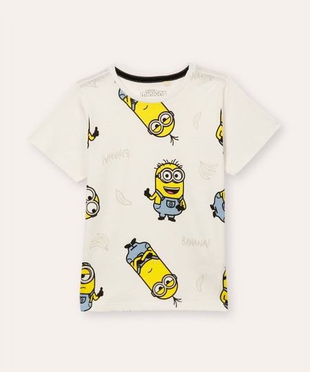 camiseta de algodão infantil minions branca 2