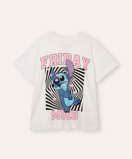 camiseta de algodão friday mood stitch off white 10