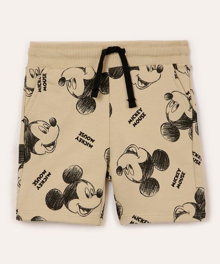short de moletom infantil mickey bege 5