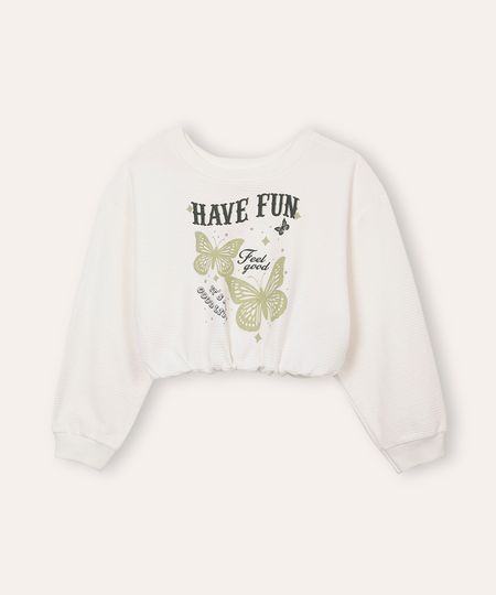 blusa de algodão infantil balonê borboletas off white 4